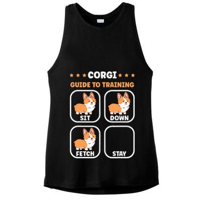 Funny Corgi guide to trainig dog owner corgi Ladies PosiCharge Tri-Blend Wicking Tank