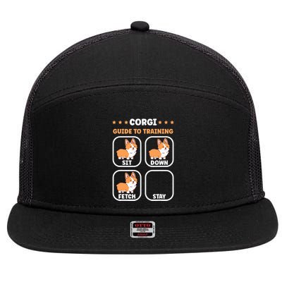 Funny Corgi guide to trainig dog owner corgi 7 Panel Mesh Trucker Snapback Hat