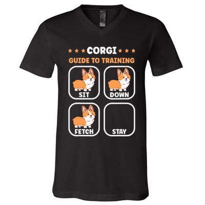 Funny Corgi guide to trainig dog owner corgi V-Neck T-Shirt