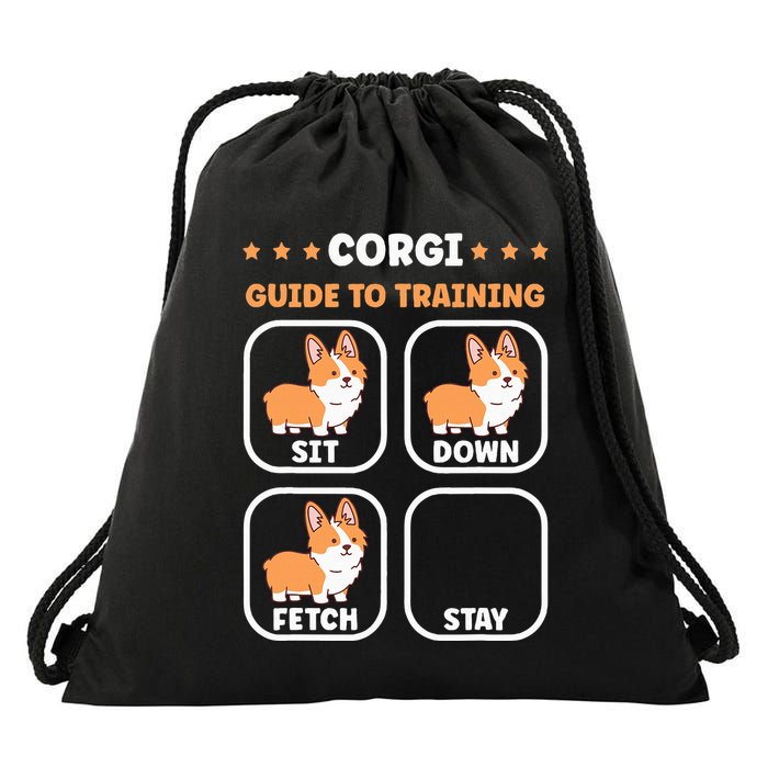 Funny Corgi guide to trainig dog owner corgi Drawstring Bag