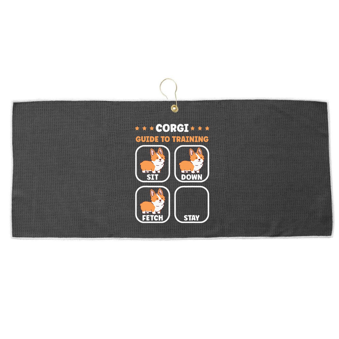 Funny Corgi guide to trainig dog owner corgi Large Microfiber Waffle Golf Towel