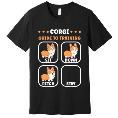 Funny Corgi guide to trainig dog owner corgi Premium T-Shirt