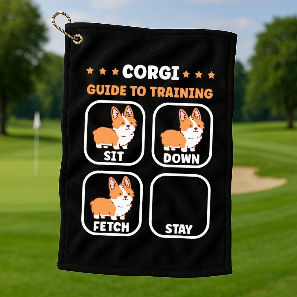 Funny Corgi guide to trainig dog owner corgi Golf Towel