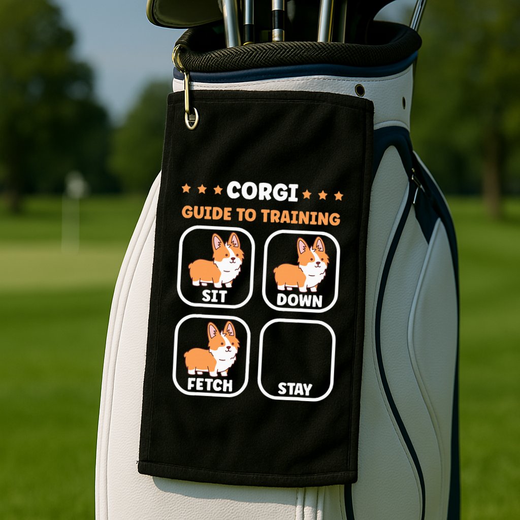 Funny Corgi guide to trainig dog owner corgi Golf Towel