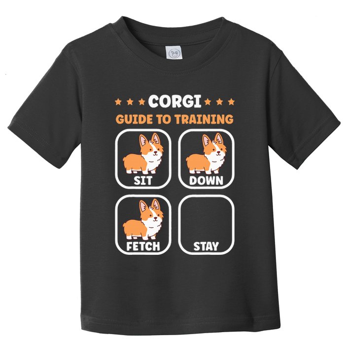 Funny Corgi guide to trainig dog owner corgi Toddler T-Shirt