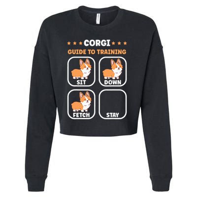 Funny Corgi guide to trainig dog owner corgi Cropped Pullover Crew