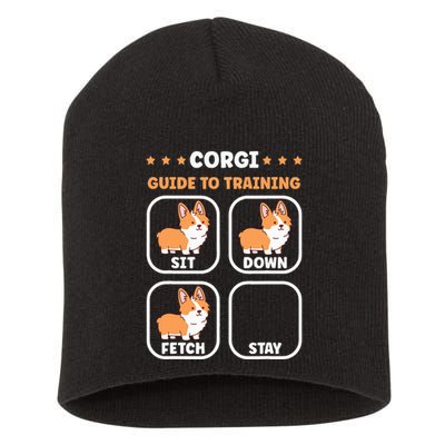 Funny Corgi guide to trainig dog owner corgi Short Acrylic Beanie