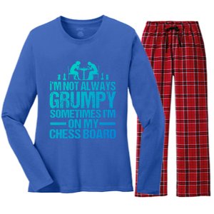 Funny Chess Grandpa Funny Retired Papa Gift Women's Long Sleeve Flannel Pajama Set 