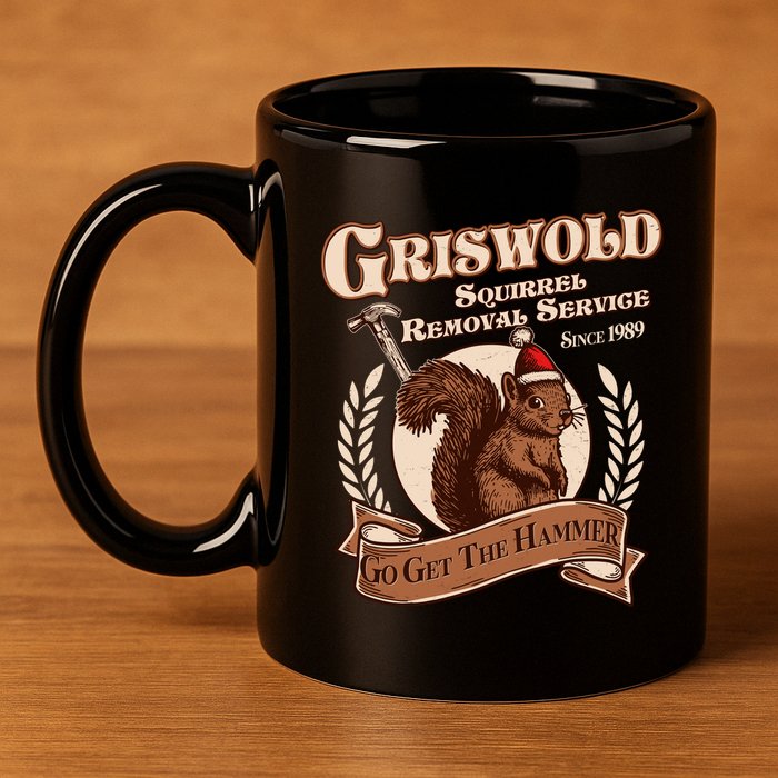 Funny Christmas Griswold Squirrel Removal Service Go Get The Hammer 11oz C Handle Ceramic Mug