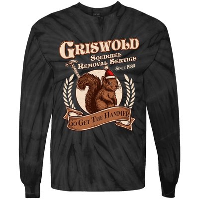 Funny Christmas Griswold Squirrel Removal Service Go Get The Hammer Tie-Dye Long Sleeve Shirt