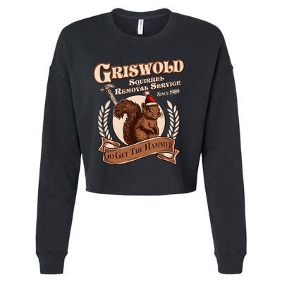 Funny Christmas Griswold Squirrel Removal Service Go Get The Hammer Cropped Pullover Crew