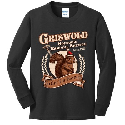 Funny Christmas Griswold Squirrel Removal Service Go Get The Hammer Kids Long Sleeve Shirt