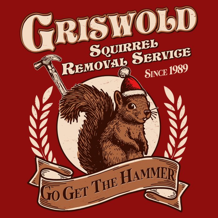 Funny Christmas Griswold Squirrel Removal Service Go Get The Hammer Performance Shirt