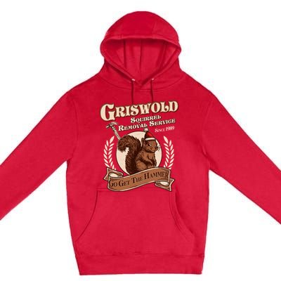 Funny Christmas Griswold Squirrel Removal Service Go Get The Hammer Premium Pullover Hoodie