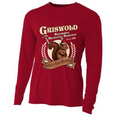 Funny Christmas Griswold Squirrel Removal Service Go Get The Hammer Cooling Performance Long Sleeve Crew