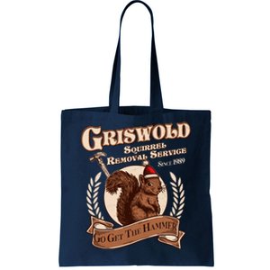 Funny Christmas Griswold Squirrel Removal Service Go Get The Hammer Tote Bag