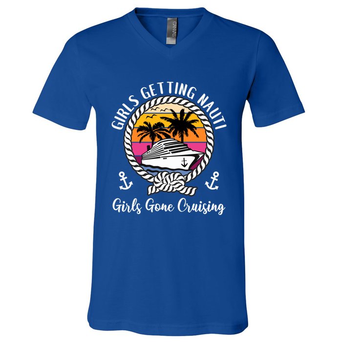 Funny Cruise Getting Nauti Gone Cruising Gift V-Neck T-Shirt