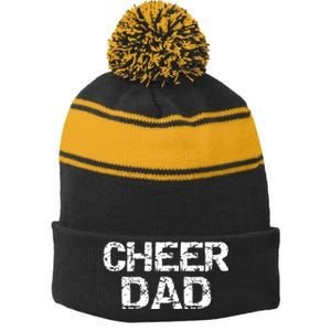 Father Cheerleading Gift From Cheerleader Daughter Cheer Dad Stripe Pom Pom Beanie