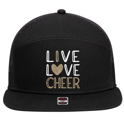 Funny Cheerleading Girls Leopard Cheetah Print Love Cheer 7 Panel Mesh Trucker Snapback Hat