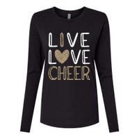 Funny Cheerleading Girls Leopard Cheetah Print Love Cheer Womens Cotton Relaxed Long Sleeve T-Shirt