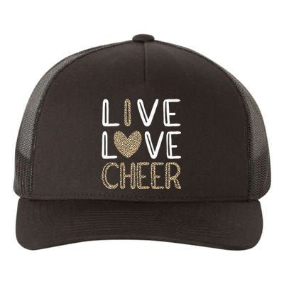 Funny Cheerleading Girls Leopard Cheetah Print Love Cheer Yupoong Adult 5-Panel Trucker Hat