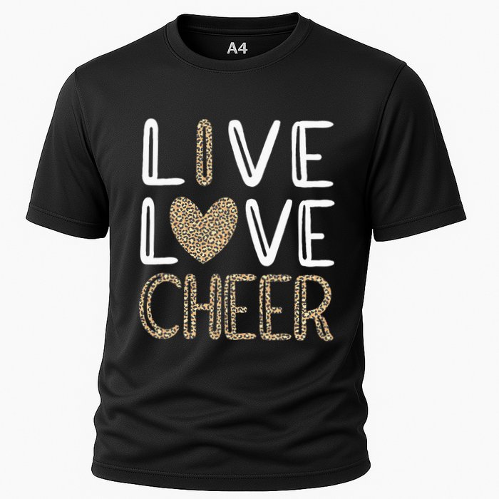 Funny Cheerleading Girls Leopard Cheetah Print Love Cheer Cooling Performance Crew T-Shirt