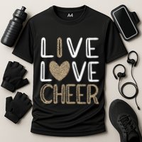 Funny Cheerleading Girls Leopard Cheetah Print Love Cheer Cooling Performance Crew T-Shirt