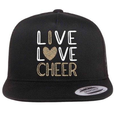 Funny Cheerleading Girls Leopard Cheetah Print Love Cheer Flat Bill Trucker Hat