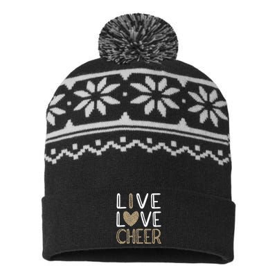 Funny Cheerleading Girls Leopard Cheetah Print Love Cheer USA-Made Snowflake Beanie