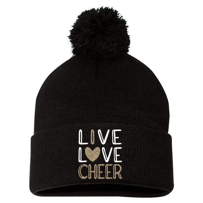 Funny Cheerleading Girls Leopard Cheetah Print Love Cheer Pom Pom 12in Knit Beanie