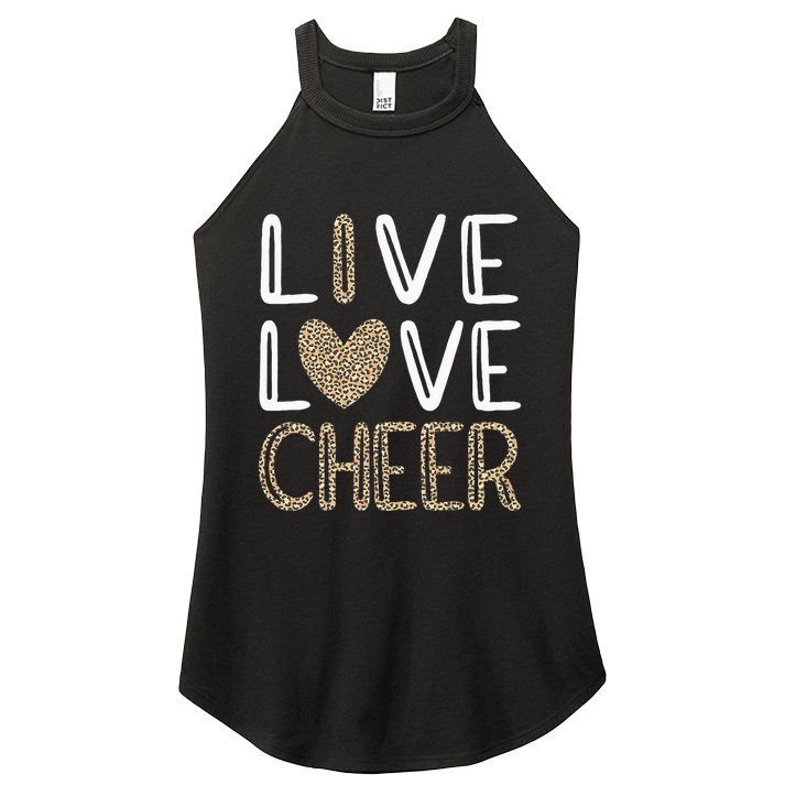 Funny Cheerleading Girls Leopard Cheetah Print Love Cheer Women's Perfect Tri Rocker Tank
