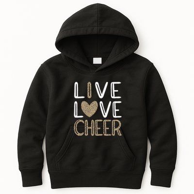 Funny Cheerleading Girls Leopard Cheetah Print Love Cheer Kids Hoodie