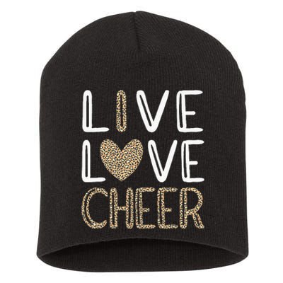 Funny Cheerleading Girls Leopard Cheetah Print Love Cheer Short Acrylic Beanie