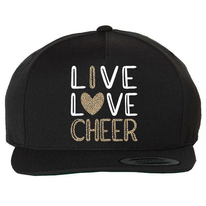 Funny Cheerleading Girls Leopard Cheetah Print Love Cheer Wool Snapback Cap