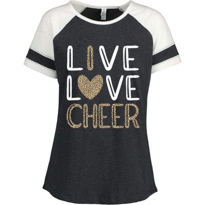 Funny Cheerleading Girls Leopard Cheetah Print Love Cheer Enza Ladies Jersey Colorblock Tee