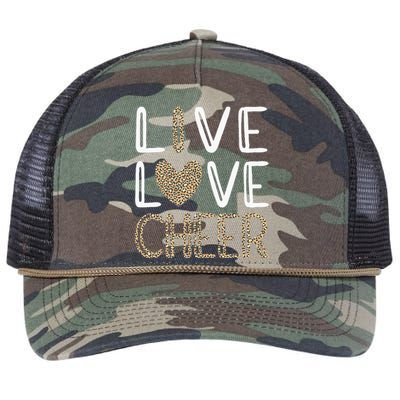 Funny Cheerleading Girls Leopard Cheetah Print Love Cheer Retro Rope Trucker Hat Cap