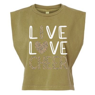 Funny Cheerleading Girls Leopard Cheetah Print Love Cheer Garment-Dyed Women's Muscle Tee