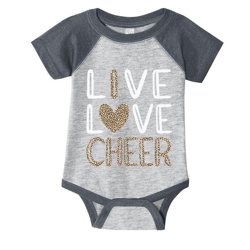 Funny Cheerleading Girls Leopard Cheetah Print Love Cheer Infant Baby Jersey Bodysuit