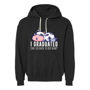 Funny Cow Graduation I Graduated Can I Go Back To Bed Now Garment-Dyed Fleece Hoodie