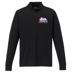 Funny Cow Graduation I Graduated Can I Go Back To Bed Now Performance Long Sleeve Polo