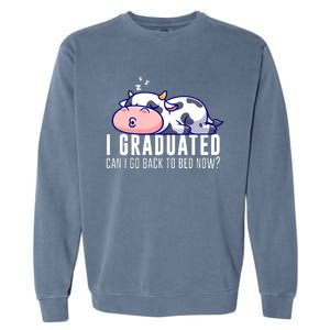 Funny Cow Graduation I Graduated Can I Go Back To Bed Now Garment-Dyed Sweatshirt