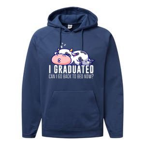 Funny Cow Graduation I Graduated Can I Go Back To Bed Now Performance Fleece Hoodie