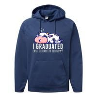 Funny Cow Graduation I Graduated Can I Go Back To Bed Now Performance Fleece Hoodie