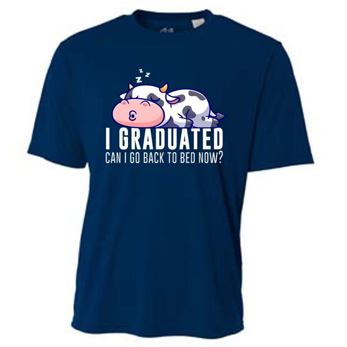 Funny Cow Graduation I Graduated Can I Go Back To Bed Now Cooling Performance Crew T-Shirt