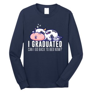 Funny Cow Graduation I Graduated Can I Go Back To Bed Now Long Sleeve Shirt