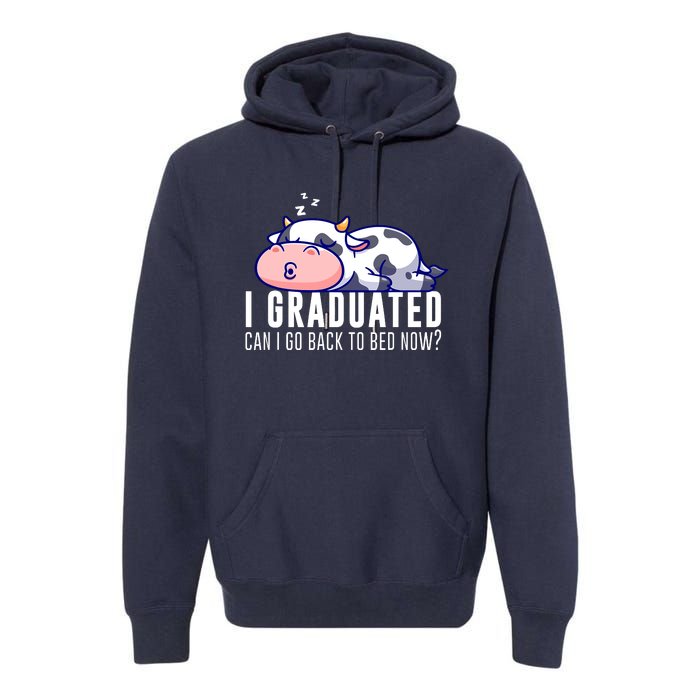 Funny Cow Graduation I Graduated Can I Go Back To Bed Now Premium Hoodie