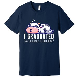 Funny Cow Graduation I Graduated Can I Go Back To Bed Now Premium T-Shirt