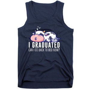 Funny Cow Graduation I Graduated Can I Go Back To Bed Now Tank Top