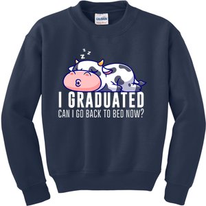 Funny Cow Graduation I Graduated Can I Go Back To Bed Now Kids Sweatshirt