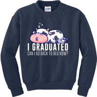 Funny Cow Graduation I Graduated Can I Go Back To Bed Now Kids Sweatshirt